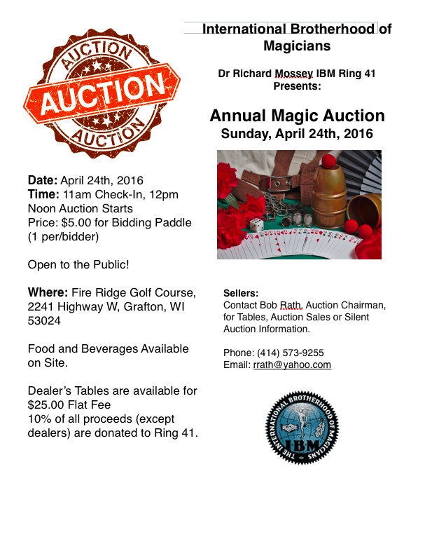 IBM Ring 41 Magic Auction Sunday April 24th, 2016